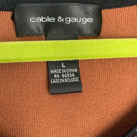 Cable & Gauge, Light Brown Embelished Women's Knit Top, Size L - Picture 5 of 7